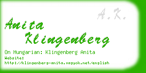 anita klingenberg business card